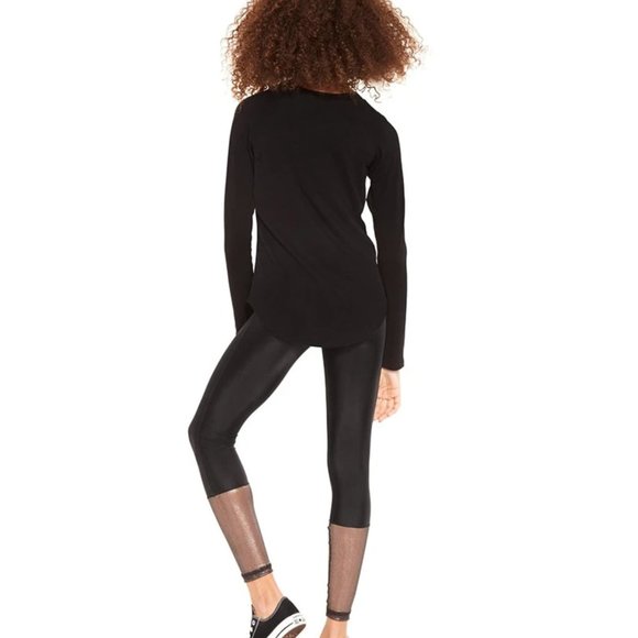 Terez - Mesh Cuff Black Glitter Leggings - Picture 2 of 9